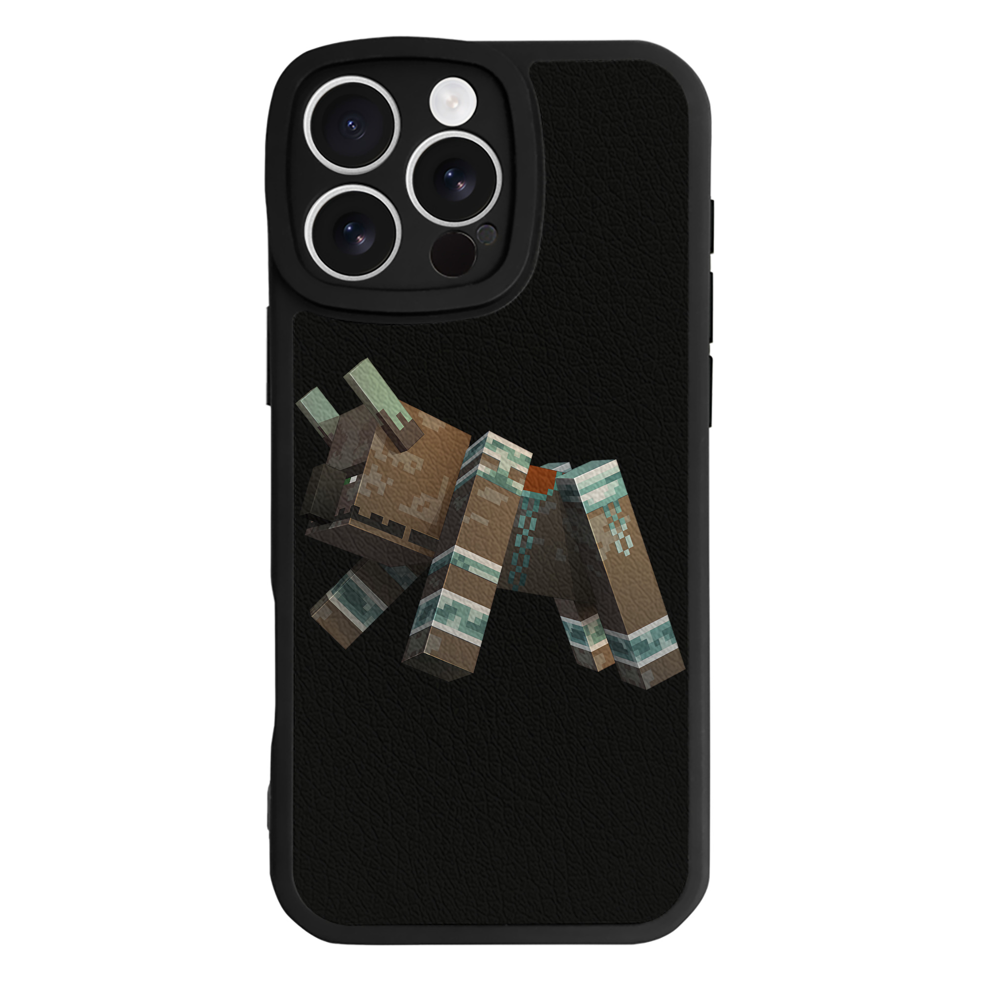 （画像用） マインクラフト ブロックの世界 Minecraft MC Block world 【iPhone 16シリーズ対応】シリコンスマホケース（レザー調） 材質：シリコン